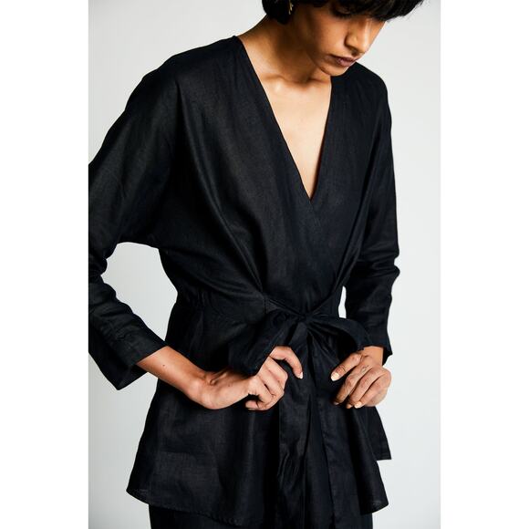 NWT Reistor Power Moves Shirt 100% Hemp Sustainable Lagenlook Black Top Size S - Picture 3 of 10